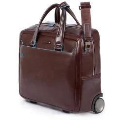 Piquadro Black Square Briefcase With Wheels Brown -Mode Bagagewinkel image 1569