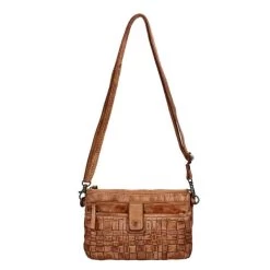 Bear Design Cow Lavato Woven Clutch Cognac -Mode Bagagewinkel image 5879