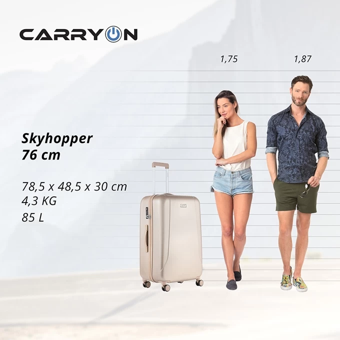 CarryOn Skyhopper 4 Wiel Trolley 78 Champagne 4 CarryOn Skyhopper 4 Wiel Trolley 78 Champagne - Afbeelding 2