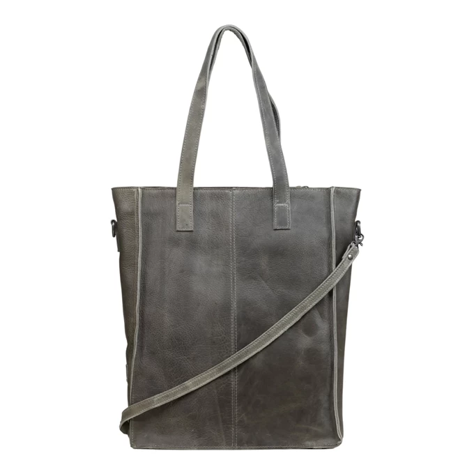 DSTRCT Raider Road Shopper Laptoptas 15,6" Leer Grijs 6 DSTRCT Raider Road Shopper Laptoptas 15,6" Leer Grijs - Afbeelding 4