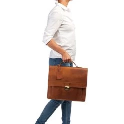 Burkely Scott Vintage Briefcase 2 Compartment Cognac -Mode Bagagewinkel image 8800